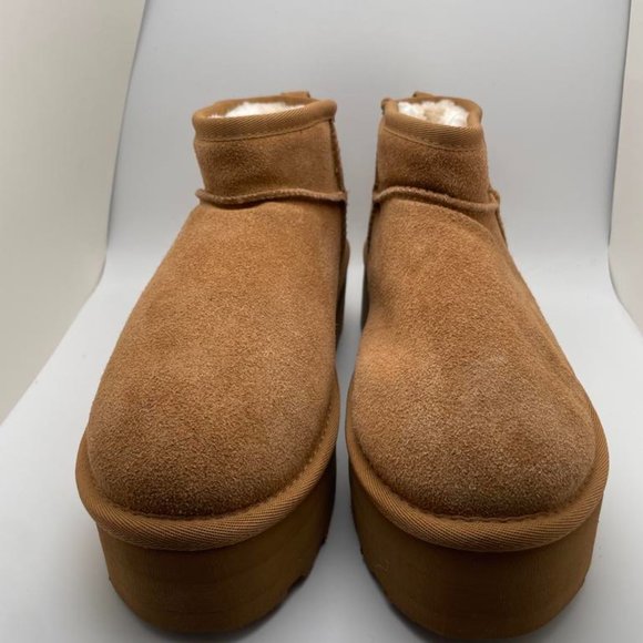 CUSHIONAIRE Women's COZY Genuine Suede pull on platform boot CHESTNUT 9.5 - Picture 3 of 6